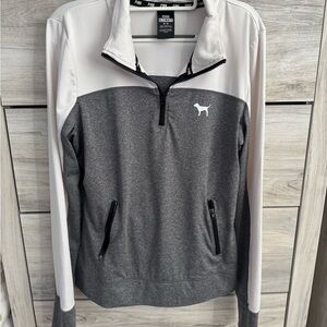 PINK Victoria's Secret Grey and White Ultimate Pullover